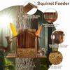 Squirrel Feeder For Outside Wooden Chipmunk Feeder Squirrel House For Corn, Peanuts Large Capacity Squirrel Feeding Stations