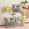 Easter Bunny Printed Pillow Gray Set Plaid Square Pillowcase Living Room Decorative Sofa Cushion