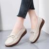 Autumn Spring Leather Peas Shoes Female Mother Shoes Women Flats Slope Shoes Casual Non-slip White Nurse Loafers Shoes Large Siz