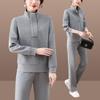 Women's Spring/Autumn 2025 Fashionable Age-Reducing High-End Casual Sweater Two-Piece Suit with Stand-Up Collar
