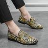 Leopard Print Men Casual Shoes Fashion Mens Slip On Flats Handmade Leather Mens Loafers Stylish Moccasins Male Driving Footwear