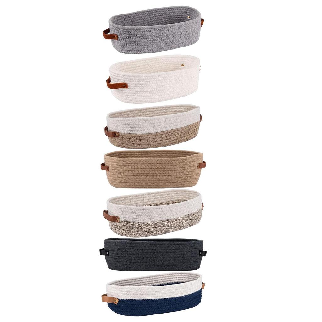 Cotton Rope Woven Basket Storage Basket Simple Toilet Basket with Handles for