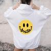 Colored SMILE Smiley Face Hoodie Women Hoody Sweatshirts Pullovers Fashion Graphic Pure Cotton Streetwear Top Jumper Fit Hoodies