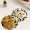 Flower Coasters Round Table Mats Creative Waterproof High Temperature Heat Insulation Oil Painting Placemat Jewelry Pography