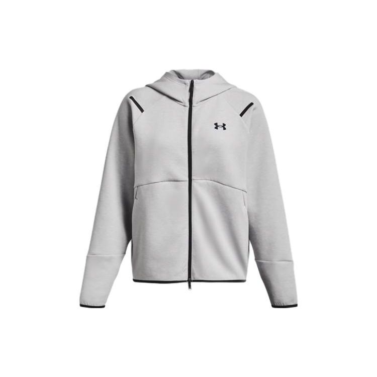 Under Armour Printed Hooded Fleece Zip-Up Sports Jacket Women Tops Gray 1379842-011