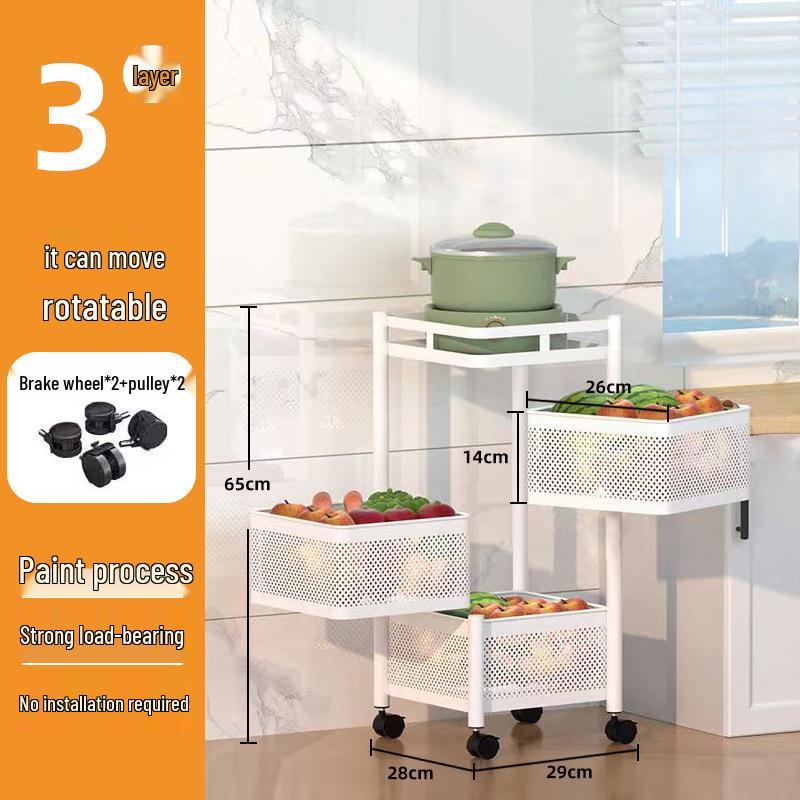 Rotating Multi-Layer Storage Rack for Fruits & Vegetables - No Installation Needed