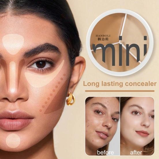 3 Colors Concealer Palette Natural Spot Dark Circle Acne Full Coverage Long Lasting Moisturizing Matte Finish Foundation Cream