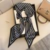 Women Narrow Thin Scarf Striped Long Silk Scarf Women Handle Bag Ribbons Multi-Function Decorative Neckerchief Hair Tie Band