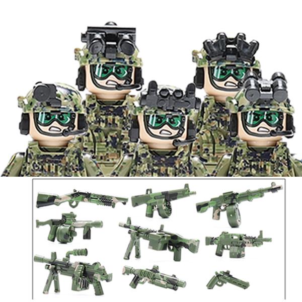 Modern Military SWAT Building Blocks Russian Soldiers Figures US Camouflage Armors Equipment Bricks Toys Compatible Boys