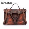 Luxury Handbags Women Bags Retro First Layer Cow Leather Large Capacity Solid Color Shoulder Messenger Bag
