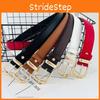 Pu Womens Modern Leather Belt With Gold Metal Pin For Office Casual Daily