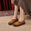 Autumn New First-layer Cowhide Women's Shoes Retro Literary Round Head Single Shoes Women's Leather Thick Sole