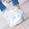 2024 Platform Heels Women Ankle Boots Soft Leather Thick High Heel Buckle Platform Boots Winter Autumn Boots Warm Shoes Big