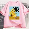 Vincent Van Gogh Cat T-shirt Women Sunflowers Print Tshirt Funny Cute Cat Kitten T Shirt Cotton Short Sleeve Clothes