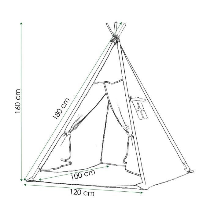 Tente Tipi Pour Enfant En Coton SPRINGOS - Étoiles/bleu - 160x120x100 Cm