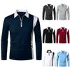 Color Matching Fashion With Men's Lapel Long Sleeve Men's Shirt Two-color Splicing
