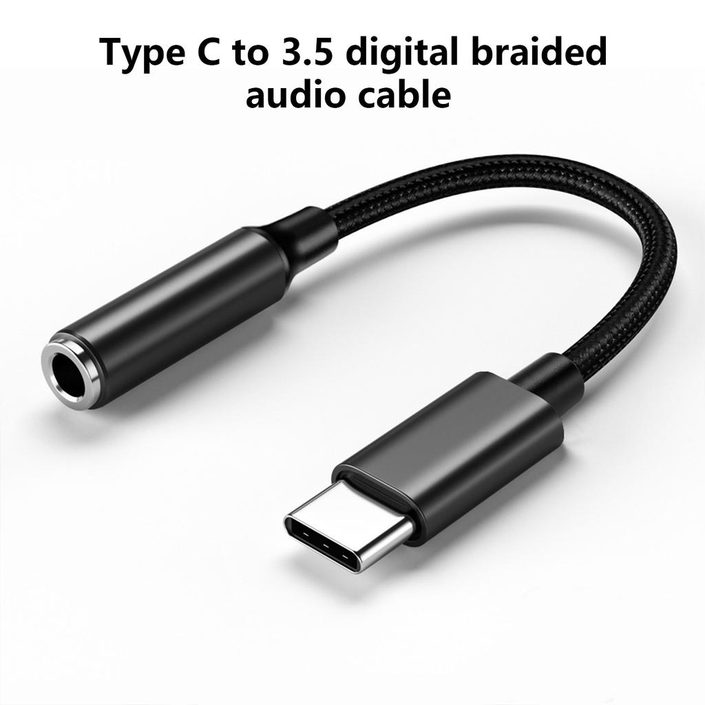 Type C To 3.5mm Audio Cable DAC Decoder Braided Cord for Music Calls and Control Wide Compatibility
