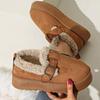 Fashion Buckle Thick Sole Thicken Plush Snow Boots Winter Warm Cotton Padded Shoe Women Plus Size Comfort Non Slip Platform Casual Boots