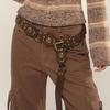 Retro American Western Rivet Stitching Wide Belt Metal Belt