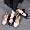 Round Head Flat Shoes Women's Shoes 2024 Spring and Summer New Comfortable Low-heeled Doll Shoes Velcro Round Buckle Light Mouth Loafers