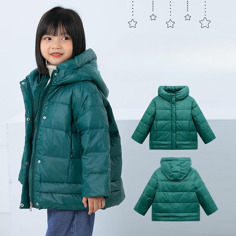 Children's Hooded Solid-color Light and Warm Down Jacket, Multi-color Coat for Boys and Girls Winter