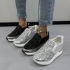 Fashion 2024 Spring and Autumn Women's Loafers Silver Sneakers Rhinestone Platform Shoes Inner Heightening Sneakers Zapatos De Mujer