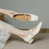 Fashion New Mary Jane Shoes for Women Retro Style Square Toe Low Heel Single Shoes Soft and Comfortable Ballet Shoes Zapatos Mujer