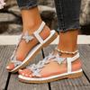 Luxury Crystal Butterfly Sandals for Women Summer Slip On Flat Heels Sandles Woman Soft Sole Non Slip Gladiator Sandalias