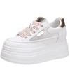 Fashion 8CM Mesh Summer Sneakers Wedge Heels Leather Vulcanized Bling Shoes Women High Platform Casual Breathable Walking Sports Shoes