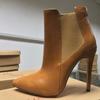 Women Sexy Pointed Toe Solid Black PU Leather High Heels Platform Ankle Boots Stilettos Shoes