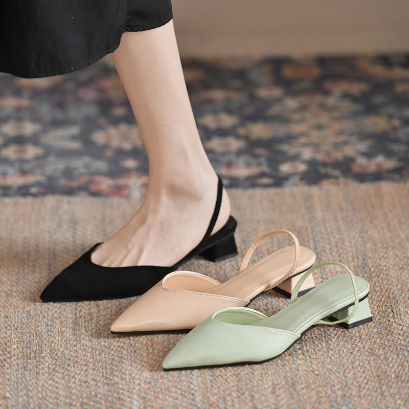 Baotou Sandals for Women In Summer, Simple Pointed Square Heel Sandals for Women In High Heels, Slim Strap Fashion, Women's Singles Shoes