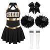 Kids Girls Sleeveless Cheerleading Outfits School Event Cheer Leader Costume Halloween Dress Up