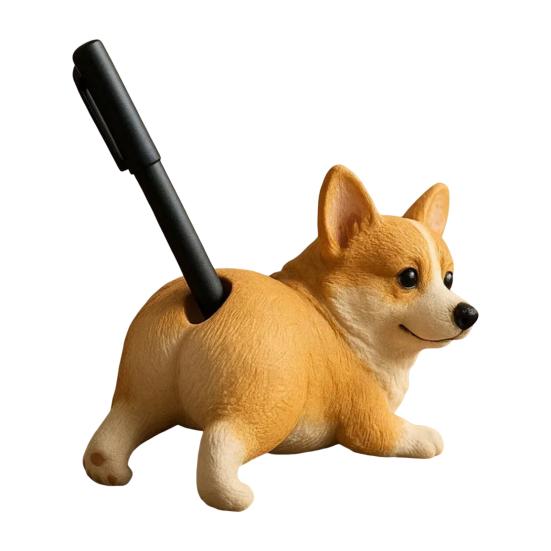 Puppy Butt Pen Holder Silly Smile Dog Pen Stand Practical Desk Organizer Corgi Gift for Dog Enthusiasts