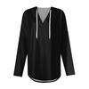 Women's Fashion Hoodies V Neck Long Sleeve Solid Drawstring Casual Loose Pullover Tops