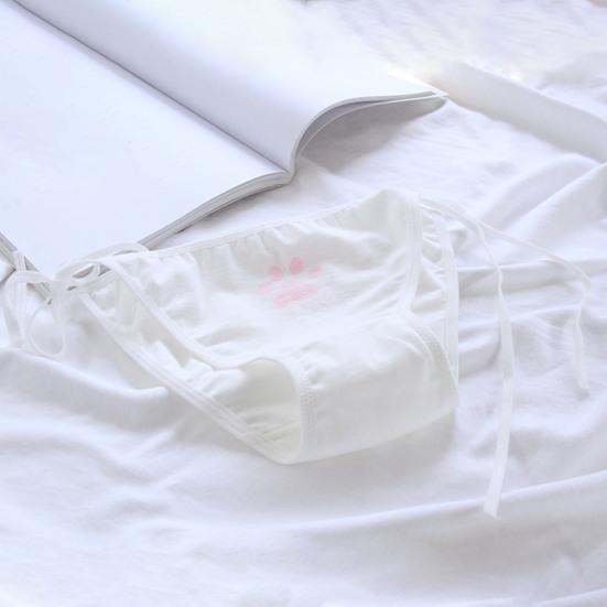 Women Briefs Cute Claw Bandage Mid Waist Solid Color Sexy Lolita