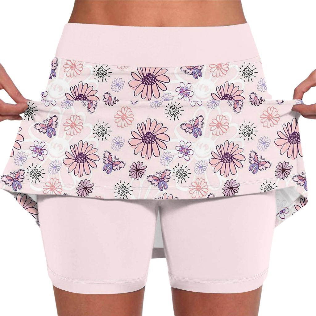Elastic Yoga Culottes For Women Printed Athletic Shorts Lightweight High Waist Skinny Printed Joggers