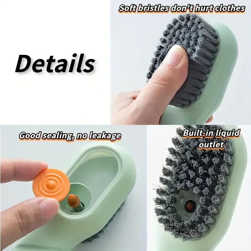1PC Multifunction Cleaning Shoe Brushes Soft Automatic Liquid Shoe Brush Long Handle Clothes Soap Brush with Hook Clean Tool