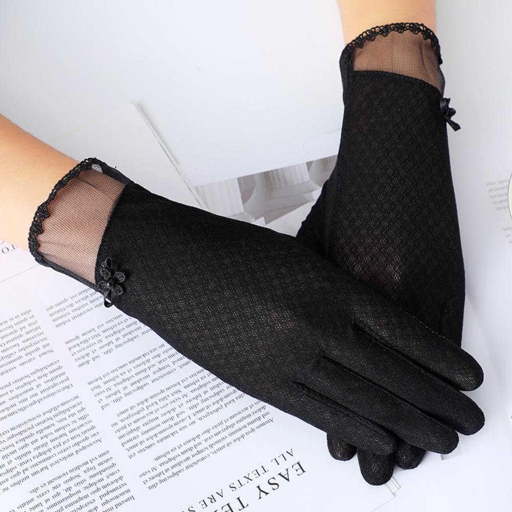 Breathable Female Sunscreen Gloves Full Finger Cycling Gloves Fashion Ice Silk Gloves  Summer