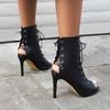 Women Open Toe Summer Boots Stiletto Thin High-Heels Peep Toe Booties Plus Size 48 Shoes
