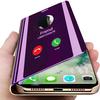 Luxury Smart Clear View Mirror Flip Leather Stand Protective Case Cover for Samsung Huawei Xiaomi