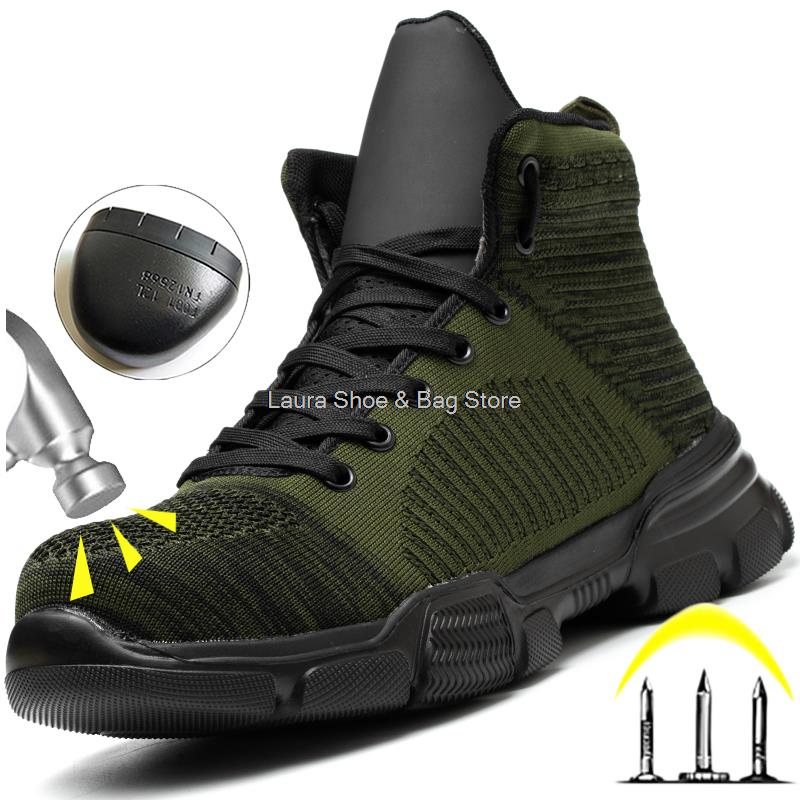 Indestructible Ryder Shoes Men Steel Toe Cap Work Safety Shoes Puncture-Proof Lightweight Breathable Sneakers Black Work Boots