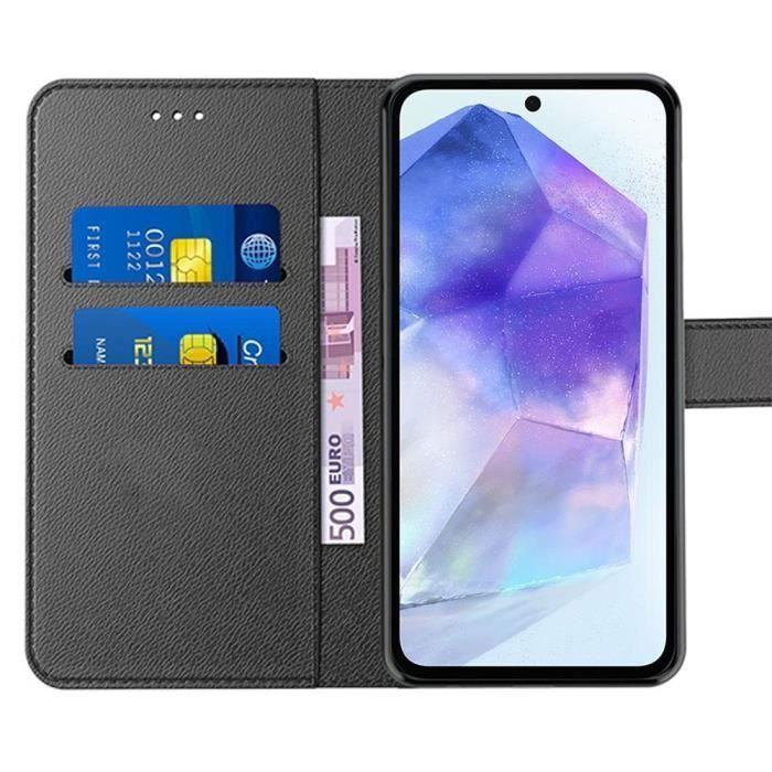 Coque de protection - Booling - pour Samsung Galaxy A55 5G - Cuir PU - Antichoc - Porte-cartes