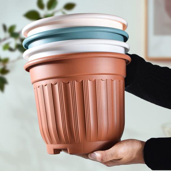 Yousheng Large Flower Pot with Saucer Solid Color Planter with Drainage Hole Garden Rose Flowerpot for Indoor Outdoor Orchids Succulents Herbs