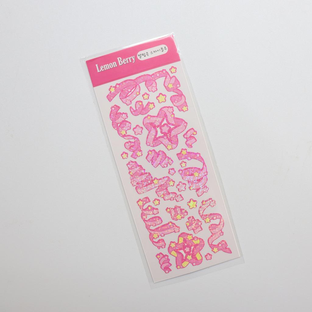 Korean Popular Star Ribbon Laser Sticker PET Bottom Seamless Sticker Goo Card Decoration DIY Material Sticker