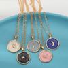 Round Enamel Moon Star Round Pendant Necklaces for Women Long Chain Gold Color Coin Choker Statement Jewelry
