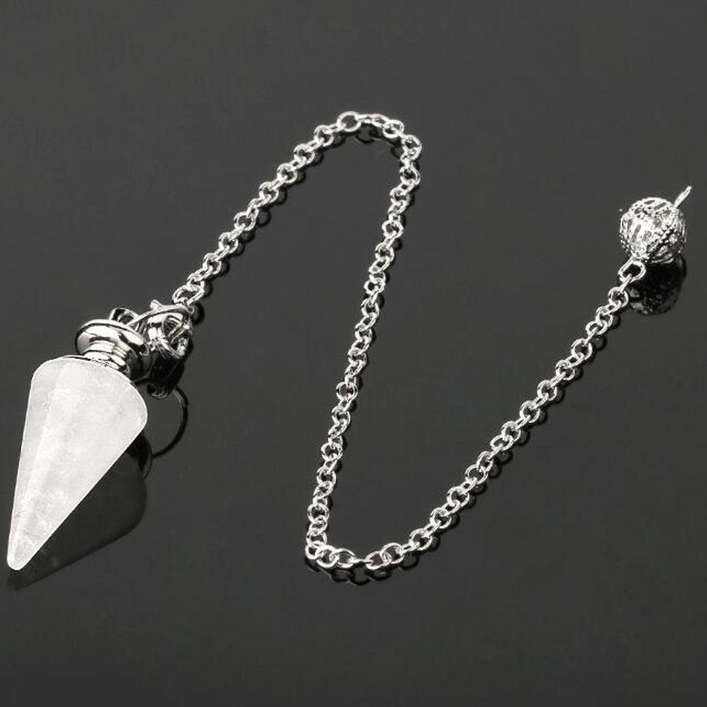 Stone Rose Quartz Gemstone Rock Conical Pendulum Amulet Reiki Pendulum Pendant Healing Crystal
