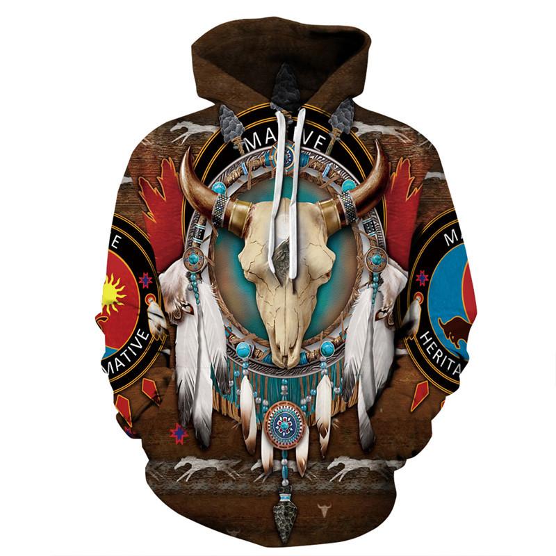 Indian Bohemian European and American Fashion Lovers  Hoodie Men's Loose Large Size 3D Printed Men's Hoodie Goes With Everything