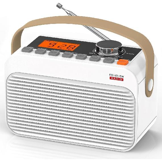 DAB FM Portable Radio with Bluetooth, Shortwave Transistor Radio with Best Reception,Digital LED Screen,Rechargeable Battery,White Noise,Alarm Clock