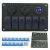 20A 6 Gang Rocker Switch Panel 12V 24V Blue Light Waterproof for Boats Ships Cockpits SUV Trucks
