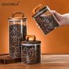 Wood Lid Glass Jar Airtight Canister Food Container Tea Coffee Beans Kitchen Storage Bottles Jar Sealed Grounds Candy Jar